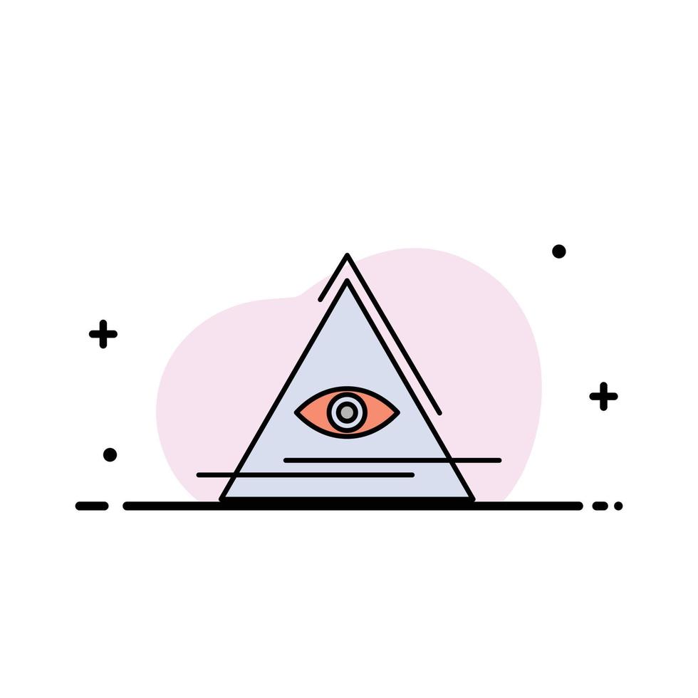 ojo illuminati pirámide triángulo negocio línea plana icono lleno vector banner plantilla