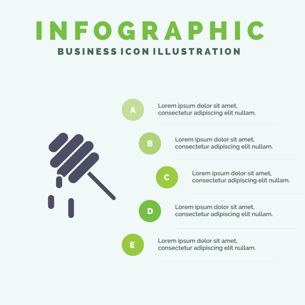 abeja saludable miel sólido icono infografía 5 pasos presentación antecedentes vector