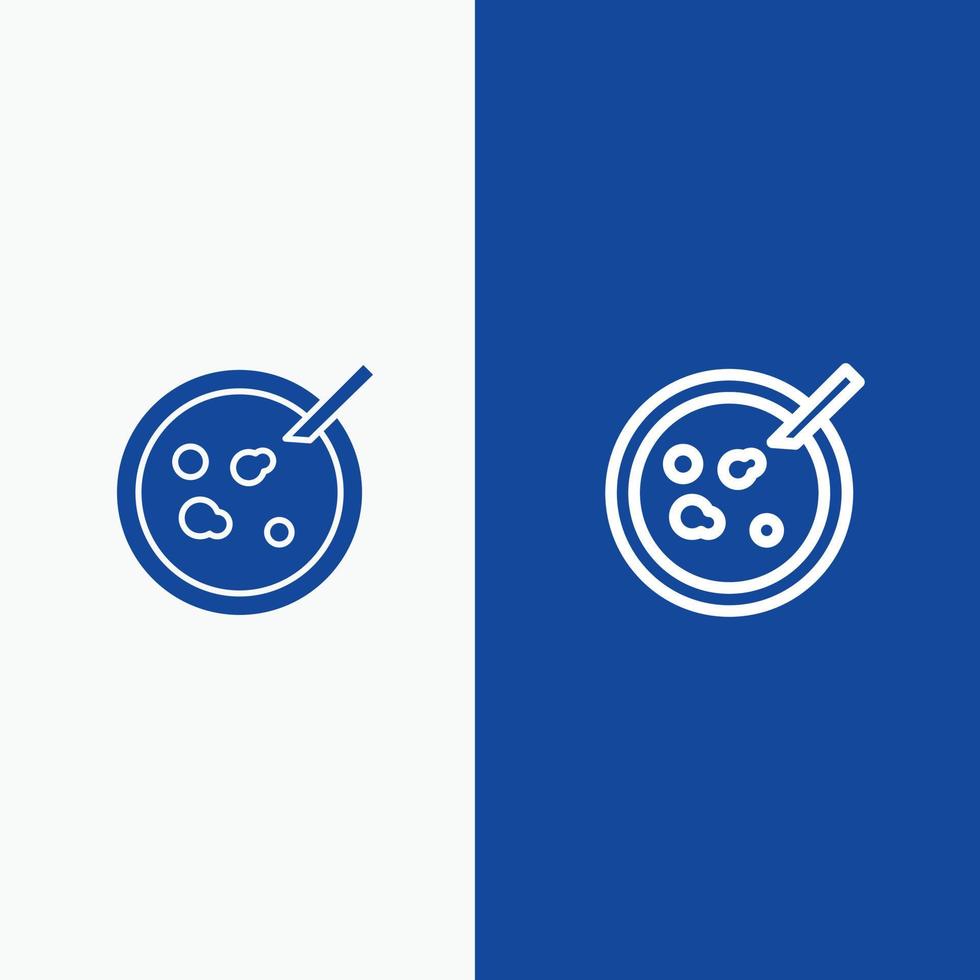Petri Dish Analysis Medical Line and Glyph Solid icon Blue banner Line and Glyph Solid icon Blue banner vector