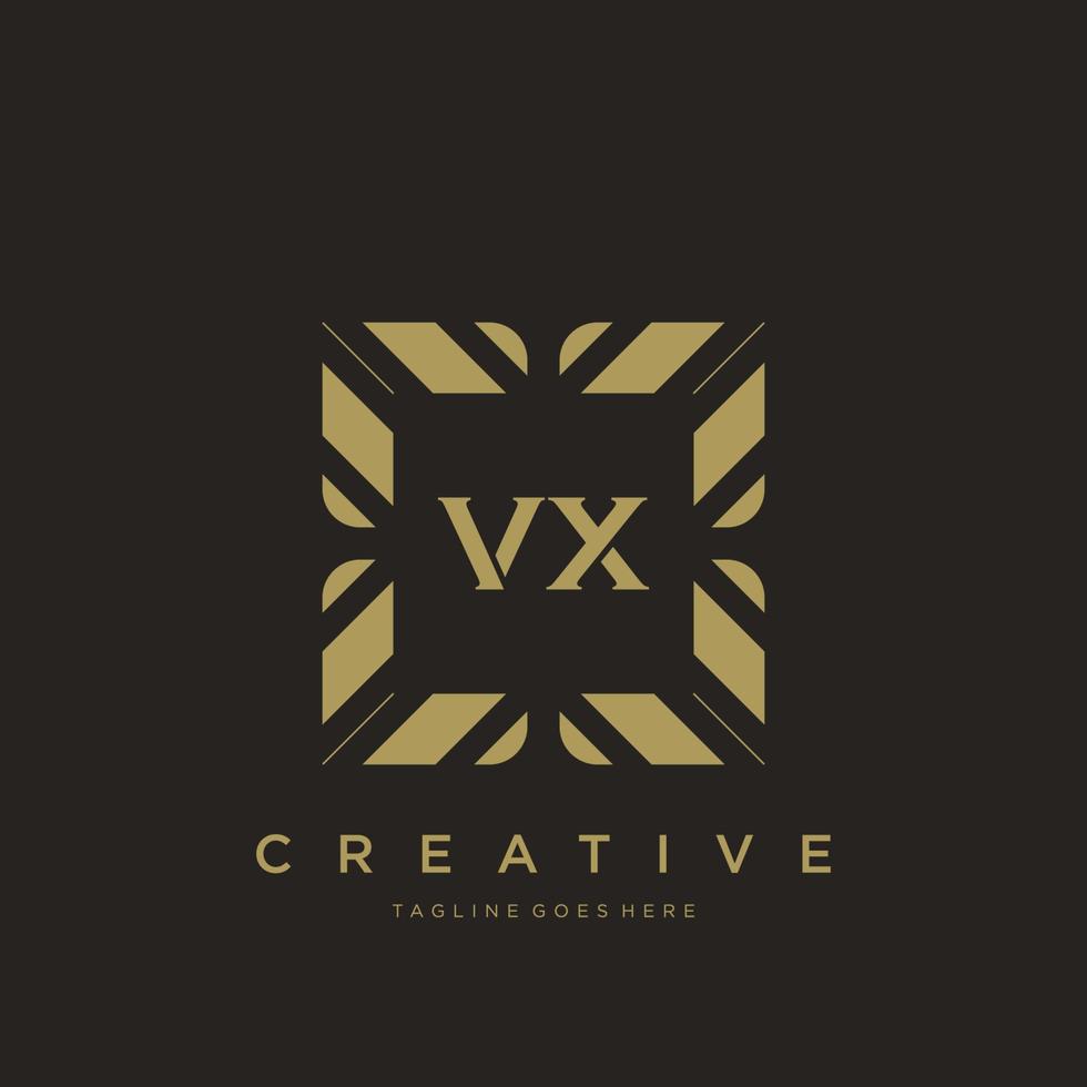 vector de plantilla de logotipo de monograma de ornamento de lujo de letra inicial vx