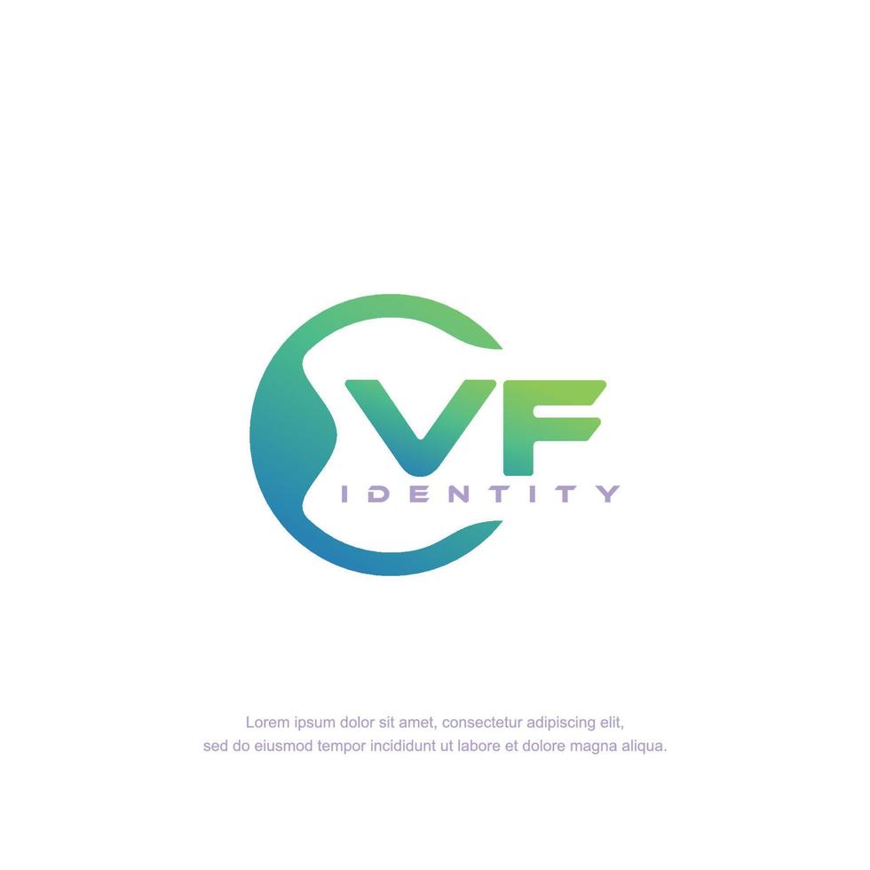 vector de plantilla de logotipo de línea circular de letra inicial vf con mezcla de color degradado