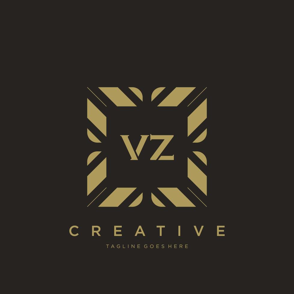 VZ initial letter luxury ornament monogram logo template vector