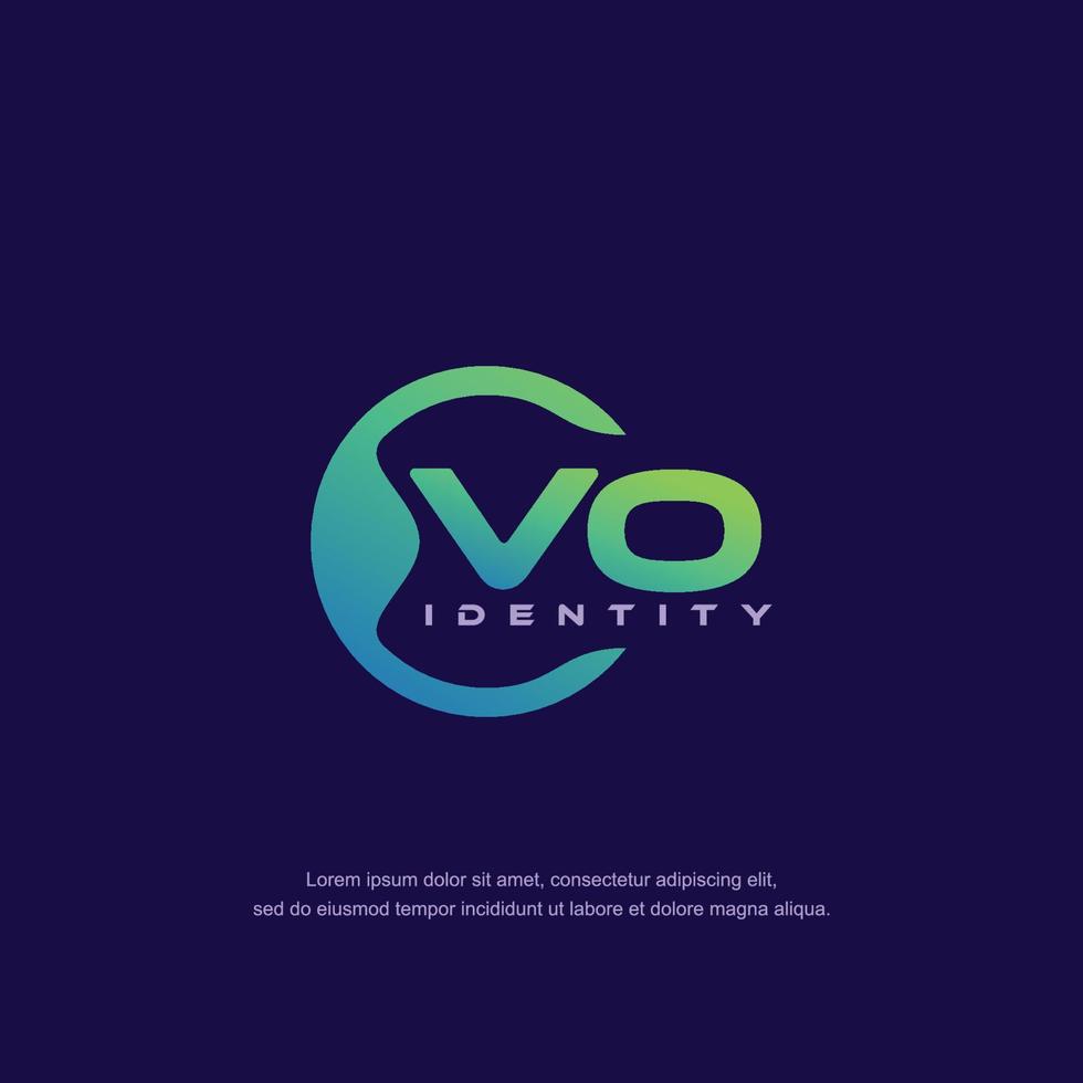 VO Initial letter circular line logo template vector with gradient color blend