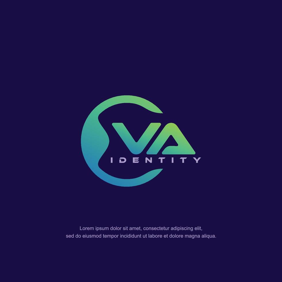 VA Initial letter circular line logo template vector with gradient color blend