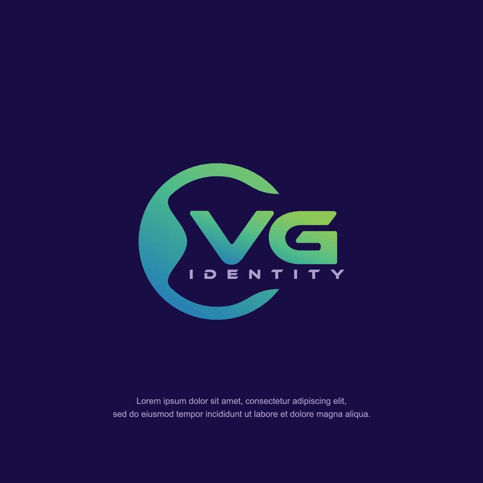 vector de plantilla de logotipo de línea circular de letra inicial vg con mezcla de color degradado
