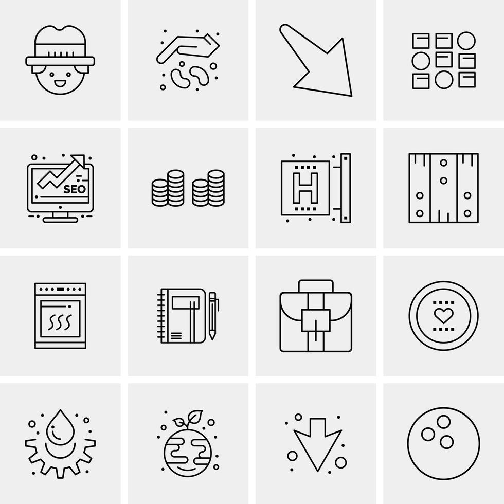 16 iconos universales de negocios vector ilustración de icono creativo para usar en proyectos relacionados con la web y dispositivos móviles