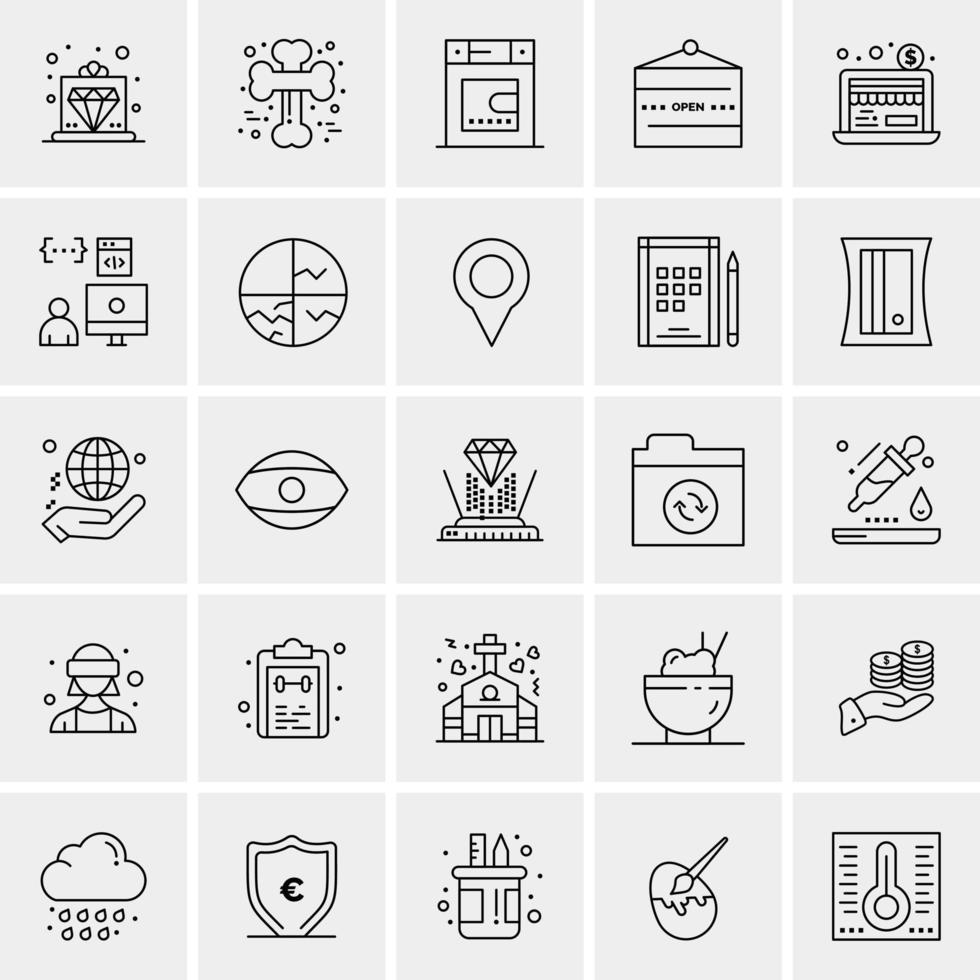 25 iconos de negocios universales vector ilustración de icono creativo para usar en proyectos relacionados con la web y dispositivos móviles