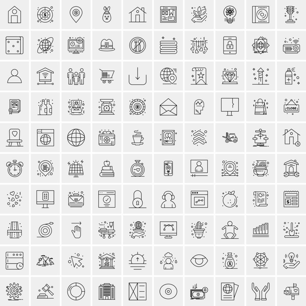 conjunto de 100 iconos de línea de negocios creativos vector