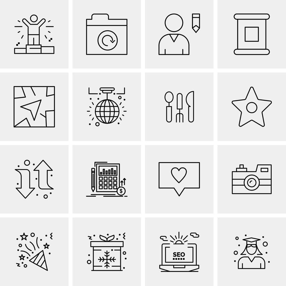 16 iconos universales de negocios vector ilustración de icono creativo para usar en proyectos relacionados con la web y dispositivos móviles