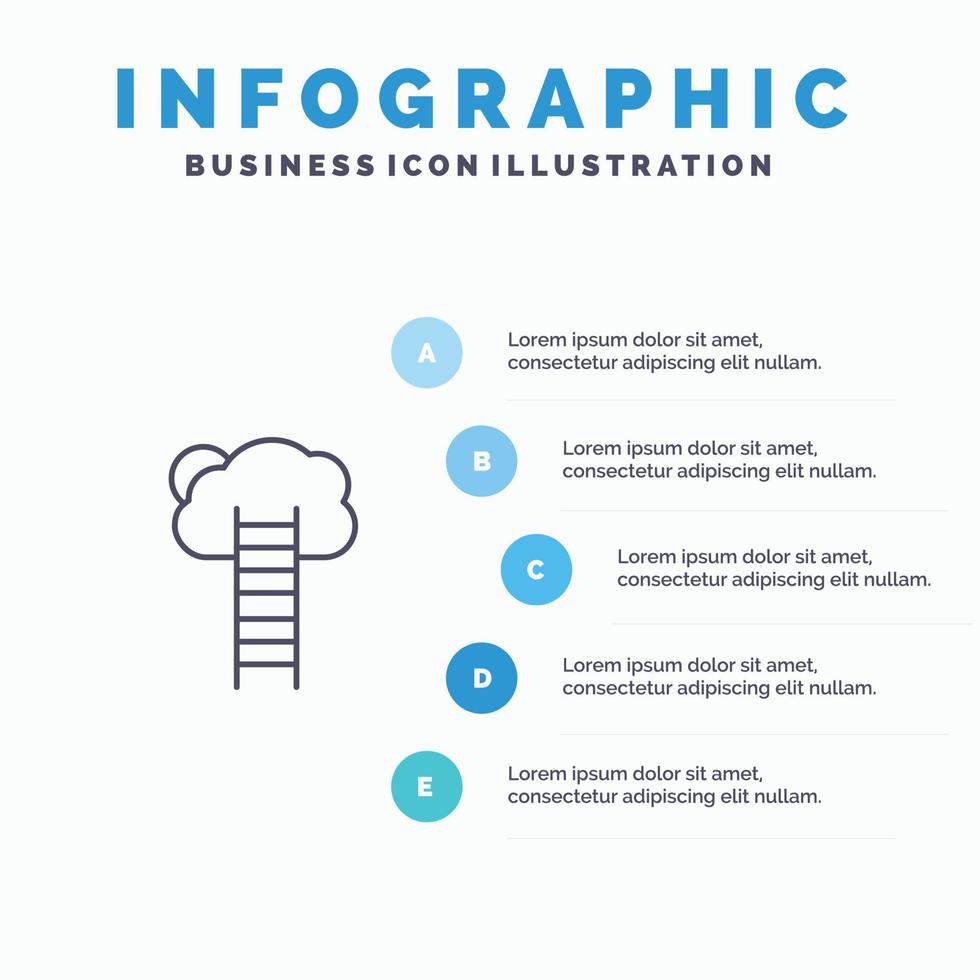 Growth Business Career Growth Heaven Ladder Stairs Line icon with 5 steps presentation infographics Background vector