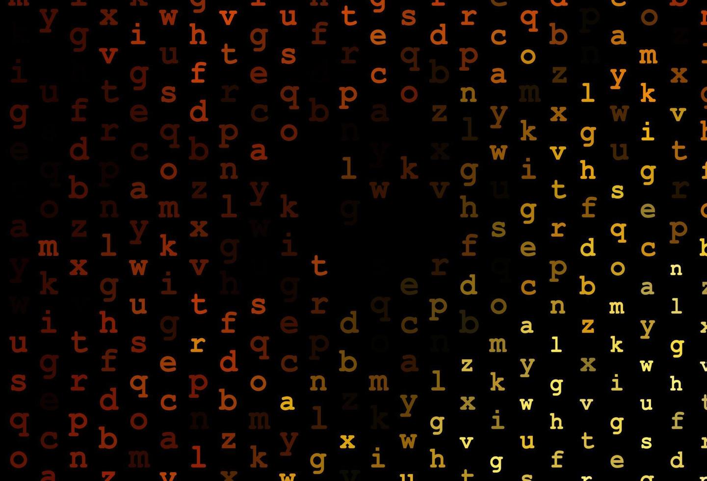 Dark yellow, orange vector layout with latin alphabet.