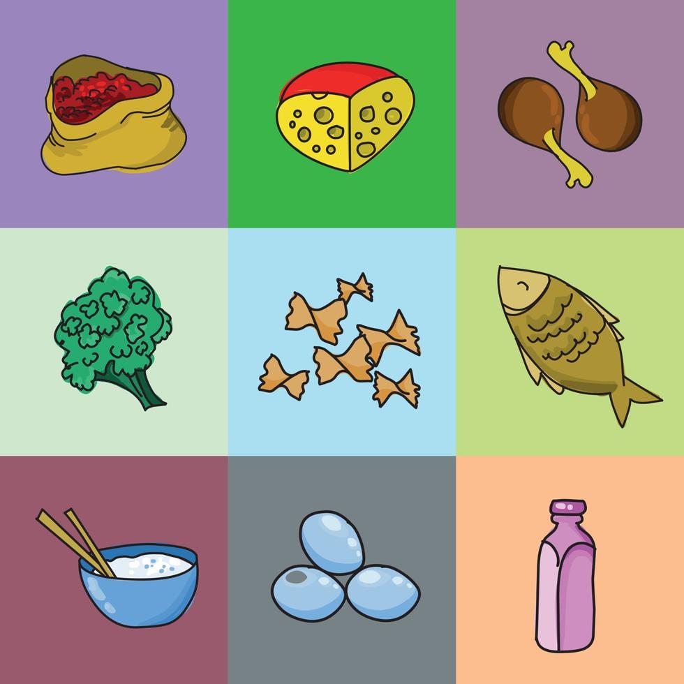 material de alimentos imágenes prediseñadas conjunto ilustración vectorial vector