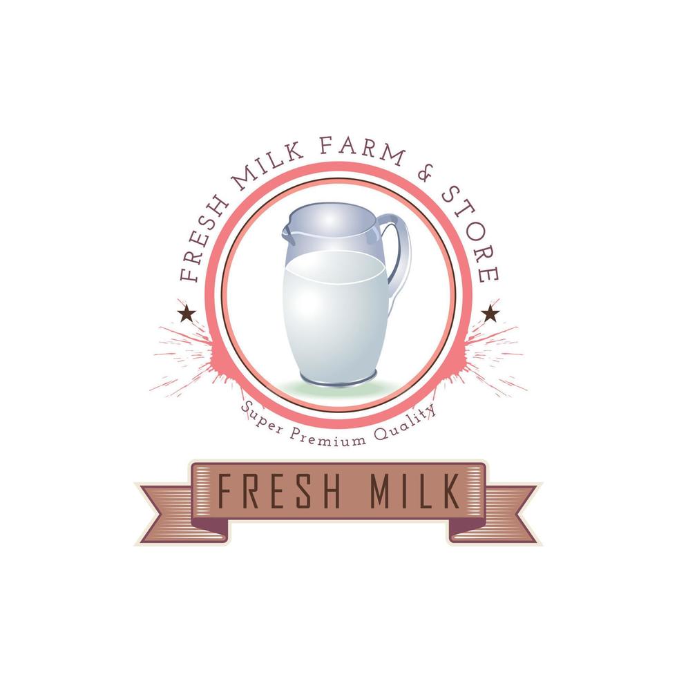 granja de leche fresca y plantilla de diseño de logotipo de productos lácteos para marca o empresa y otros vector