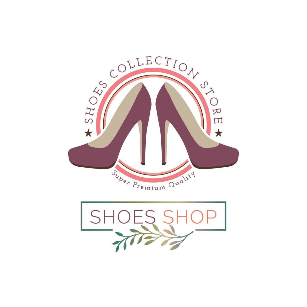 shoes store high heels logo design template for brand or company and other vector