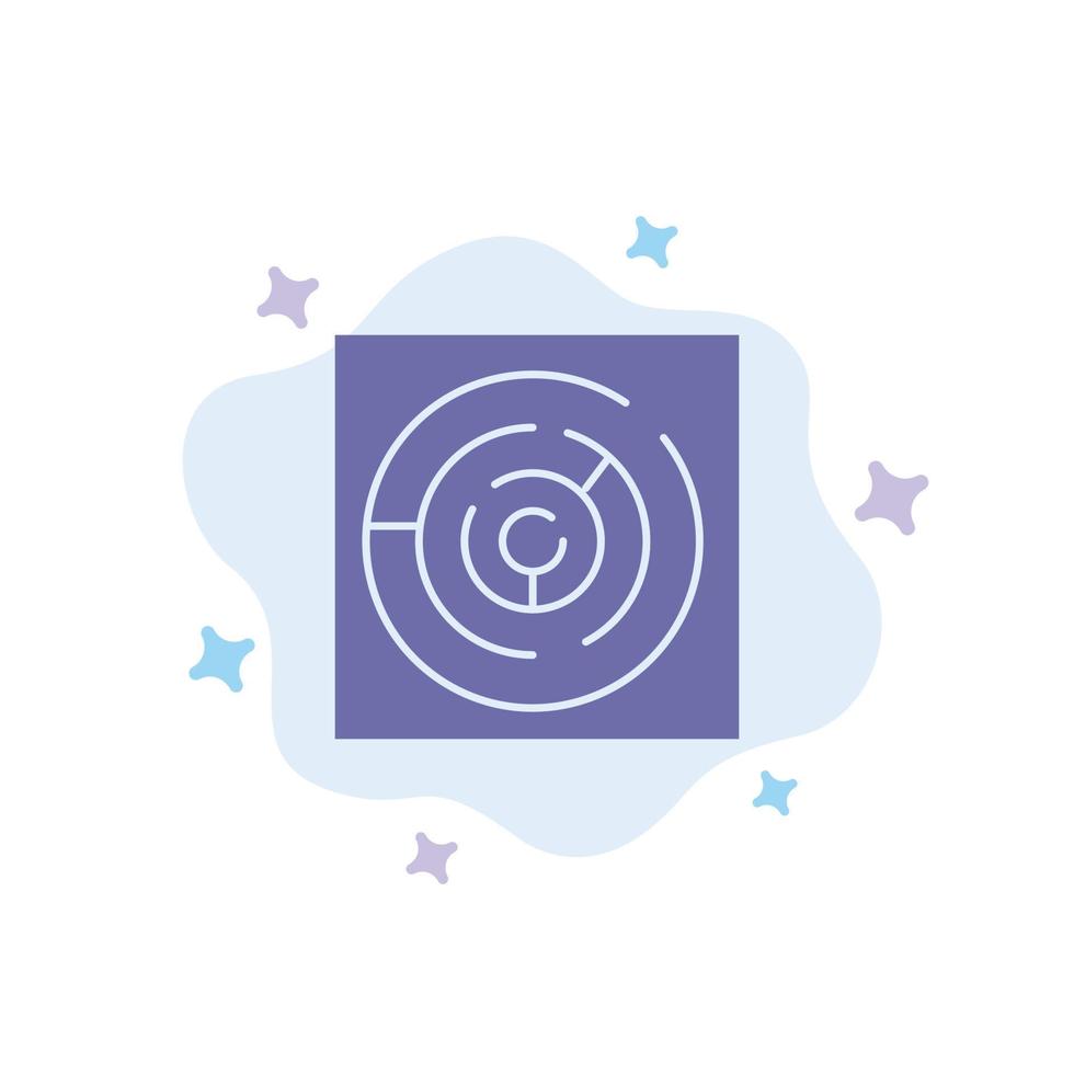 Circle Circle Maze Labyrinth Maze Blue Icon on Abstract Cloud Background vector