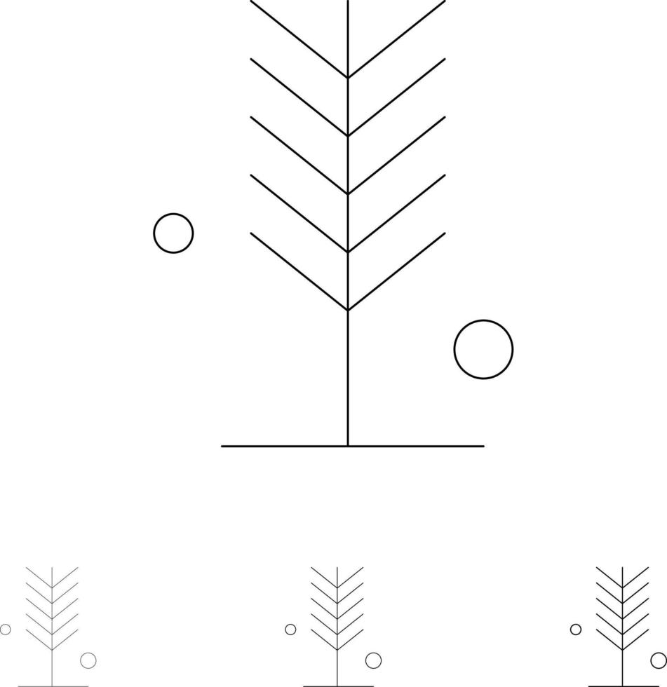 Eco Environment Nature Summer Tree Bold and thin black line icon set vector