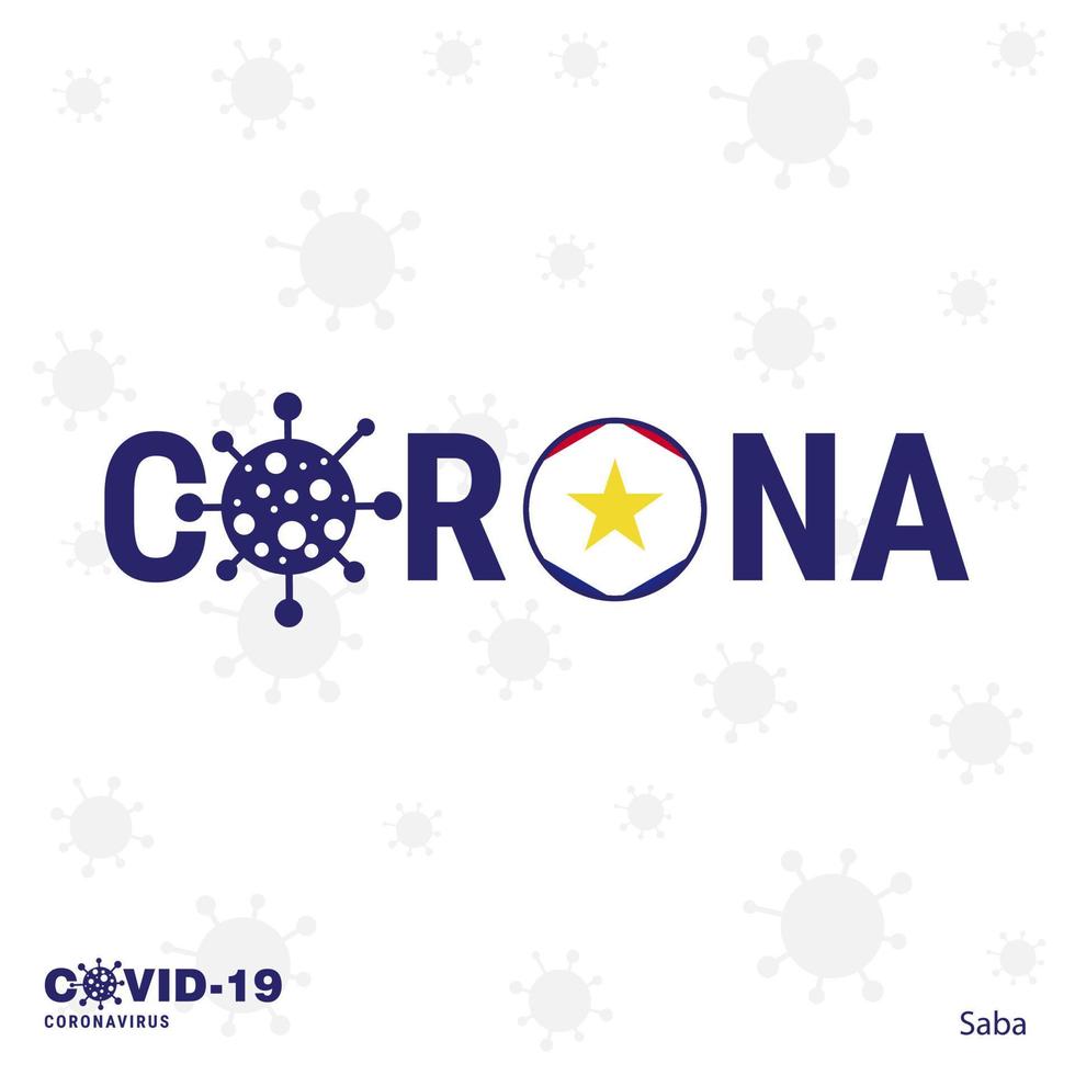 saba Coronavirus Typography COVID19 country banner Stay home Stay Healthy Take care of your own health vector