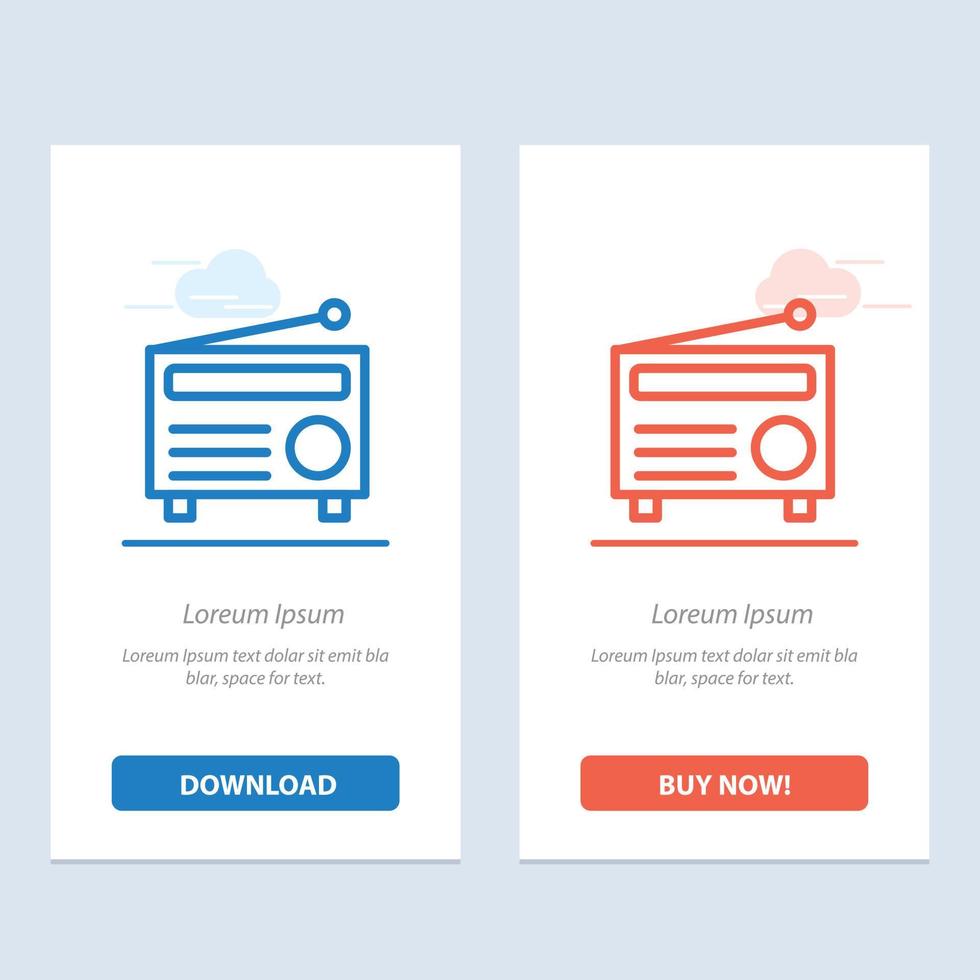 Radio FM Audio Media  Blue and Red Download and Buy Now web Widget Card Template vector