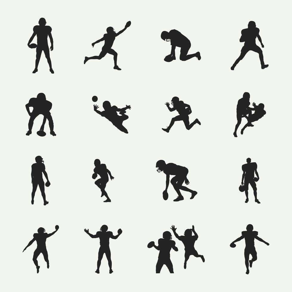 American football player silhouettes, Football player silhouettes. vector