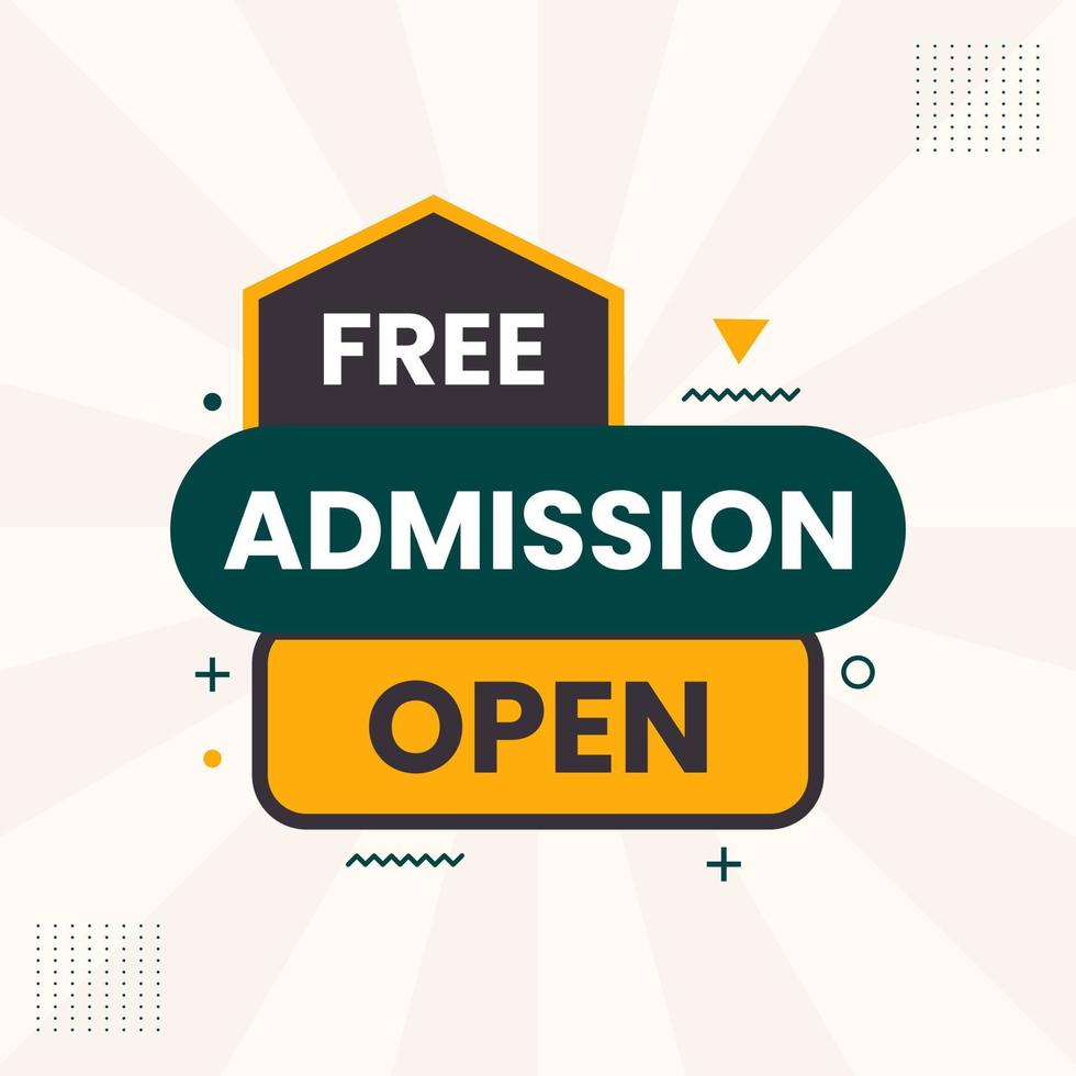 free  admission open banner tag abstract shape vector