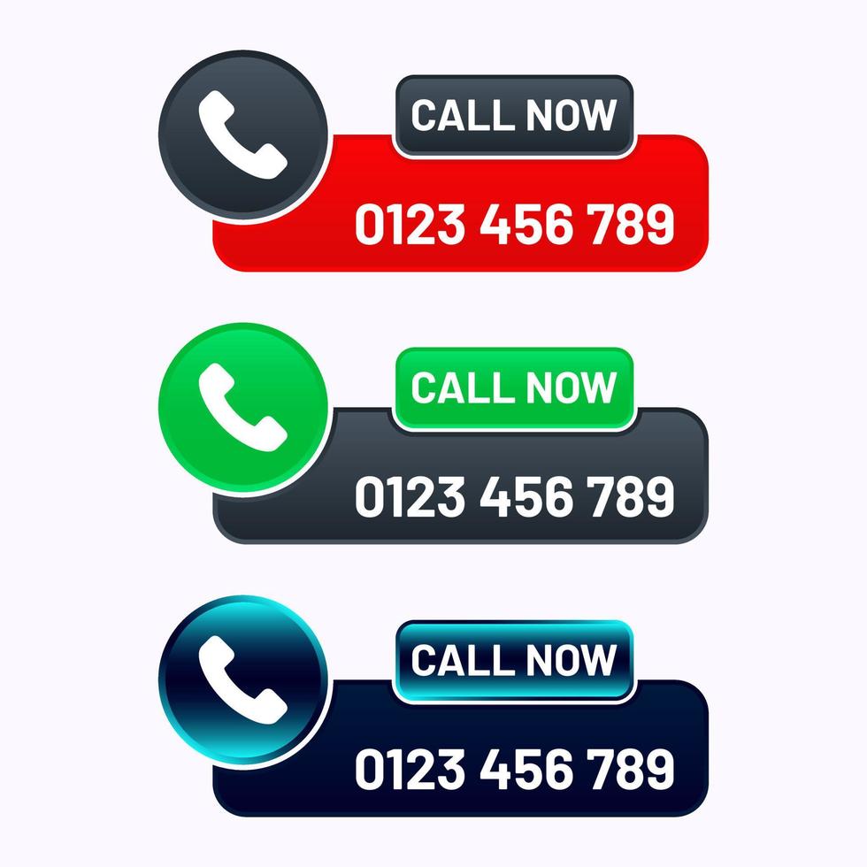 colorful Call us button call sign with phone number vector