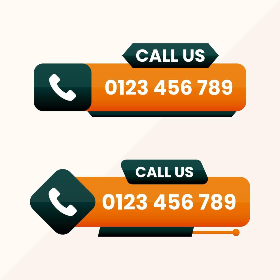 Call us button call sign with phone number vector