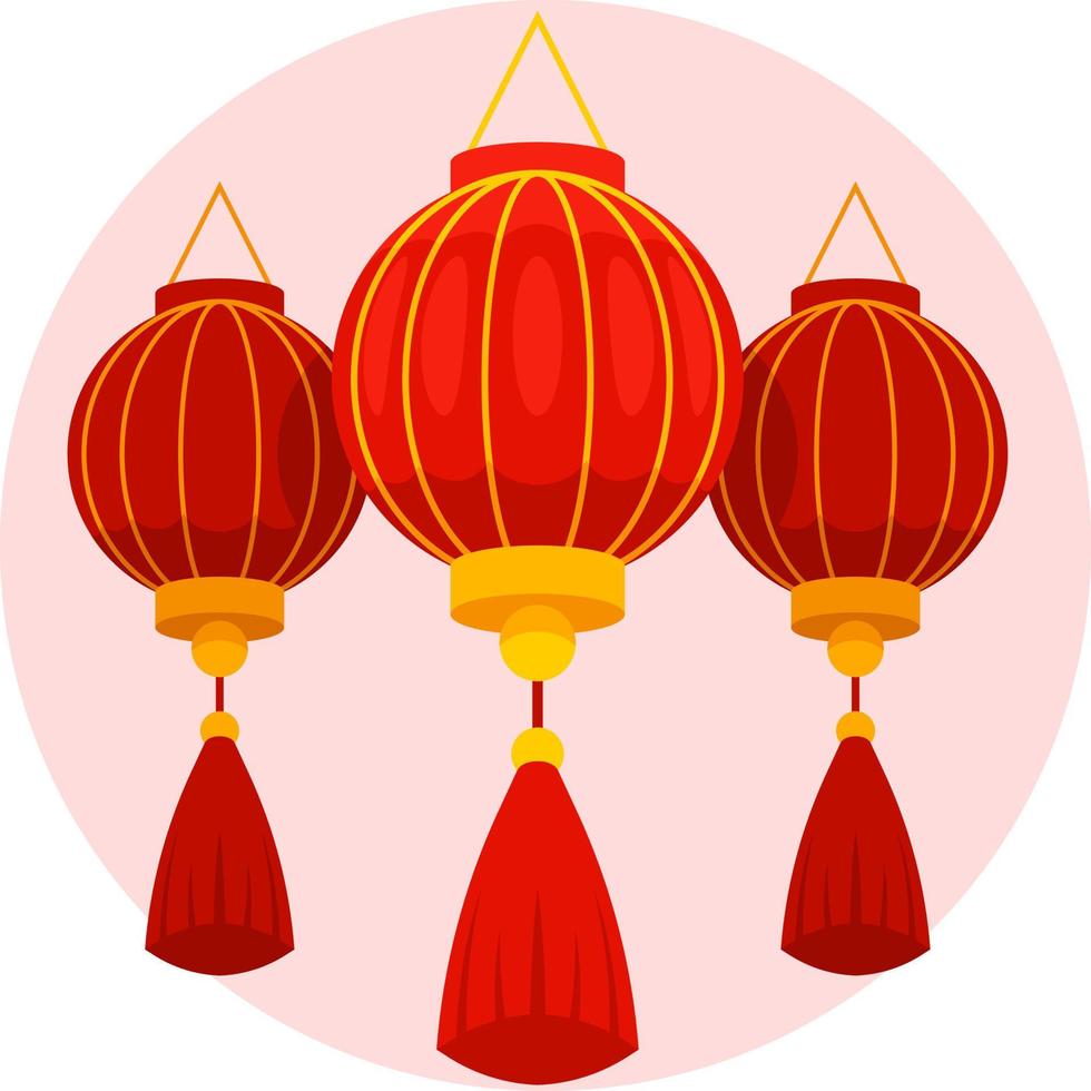 Asian red lanterns elements vector
