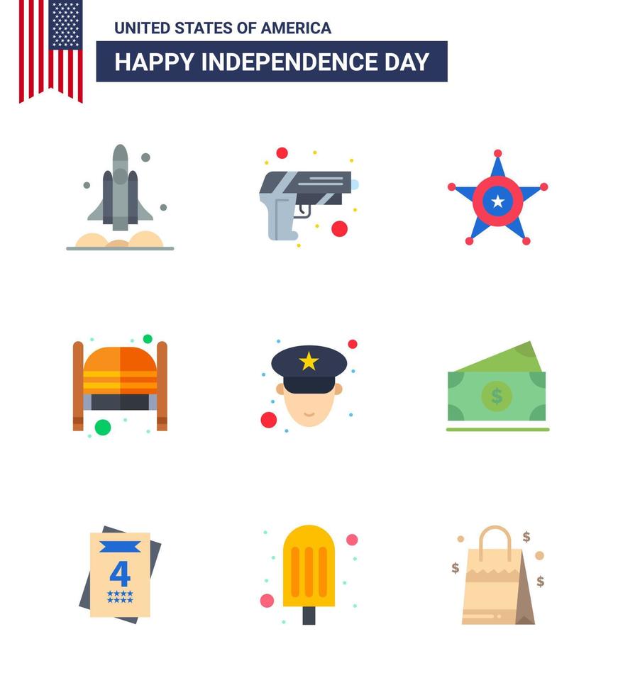 9 Creative USA Icons Modern Independence Signs and 4th July Symbols of entrance saloon weapon doors usa Editable USA Day Vector Design Elements