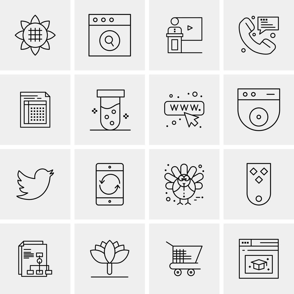 16 iconos universales de negocios vector ilustración de icono creativo para usar en proyectos relacionados con la web y dispositivos móviles