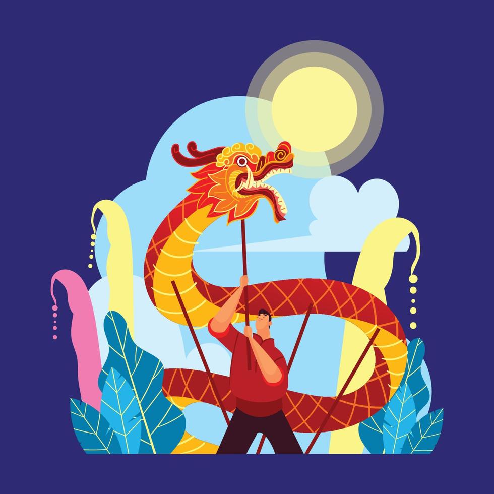 Professional Dragon Dance Performance vector