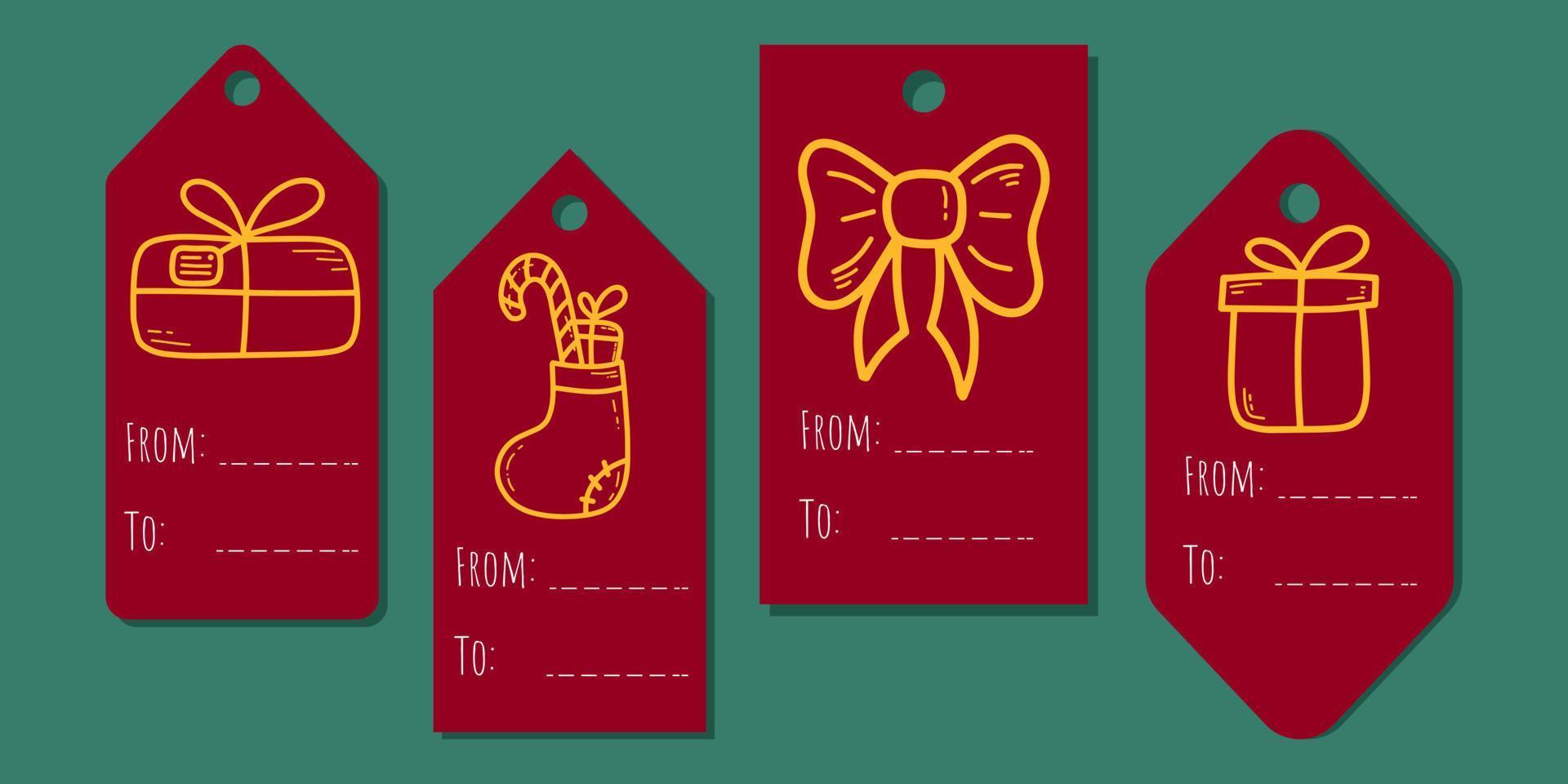 Christmas cute gift tag with doodle vector illustration