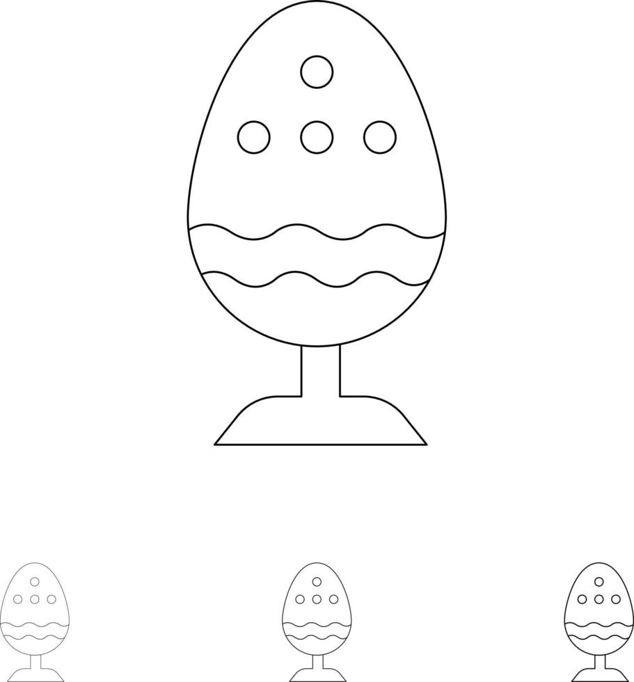 Boiled Boiled Egg Easter Egg Food Bold and thin black line icon set vector