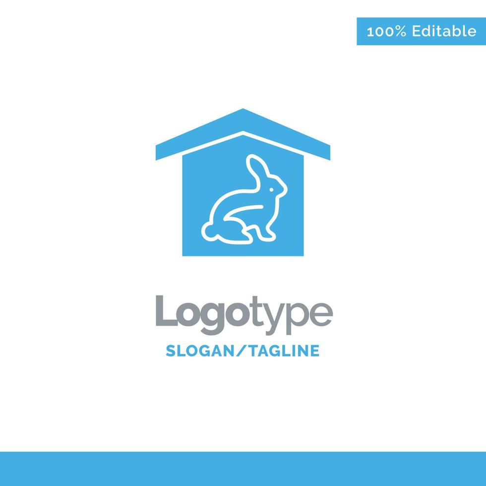House Rabbit Easter Nature Blue Solid Logo Template Place for Tagline vector