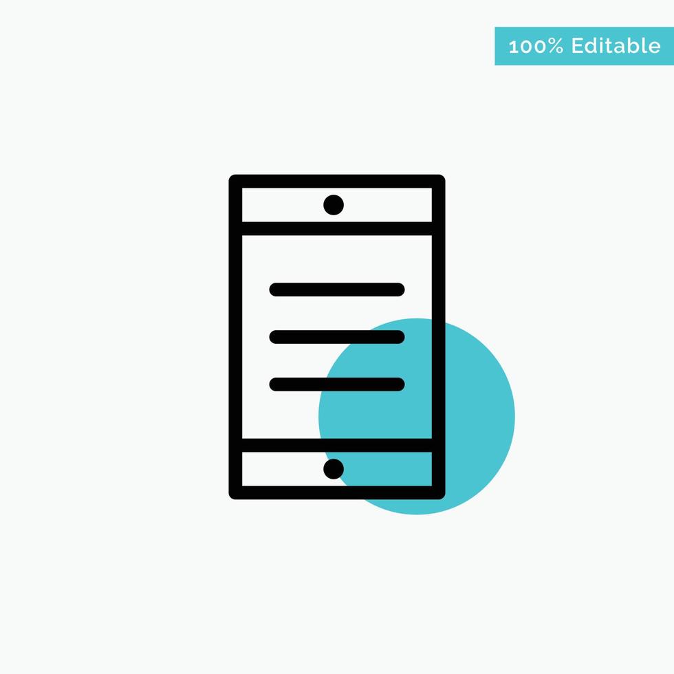 Mobile Cell Text turquoise highlight circle point Vector icon