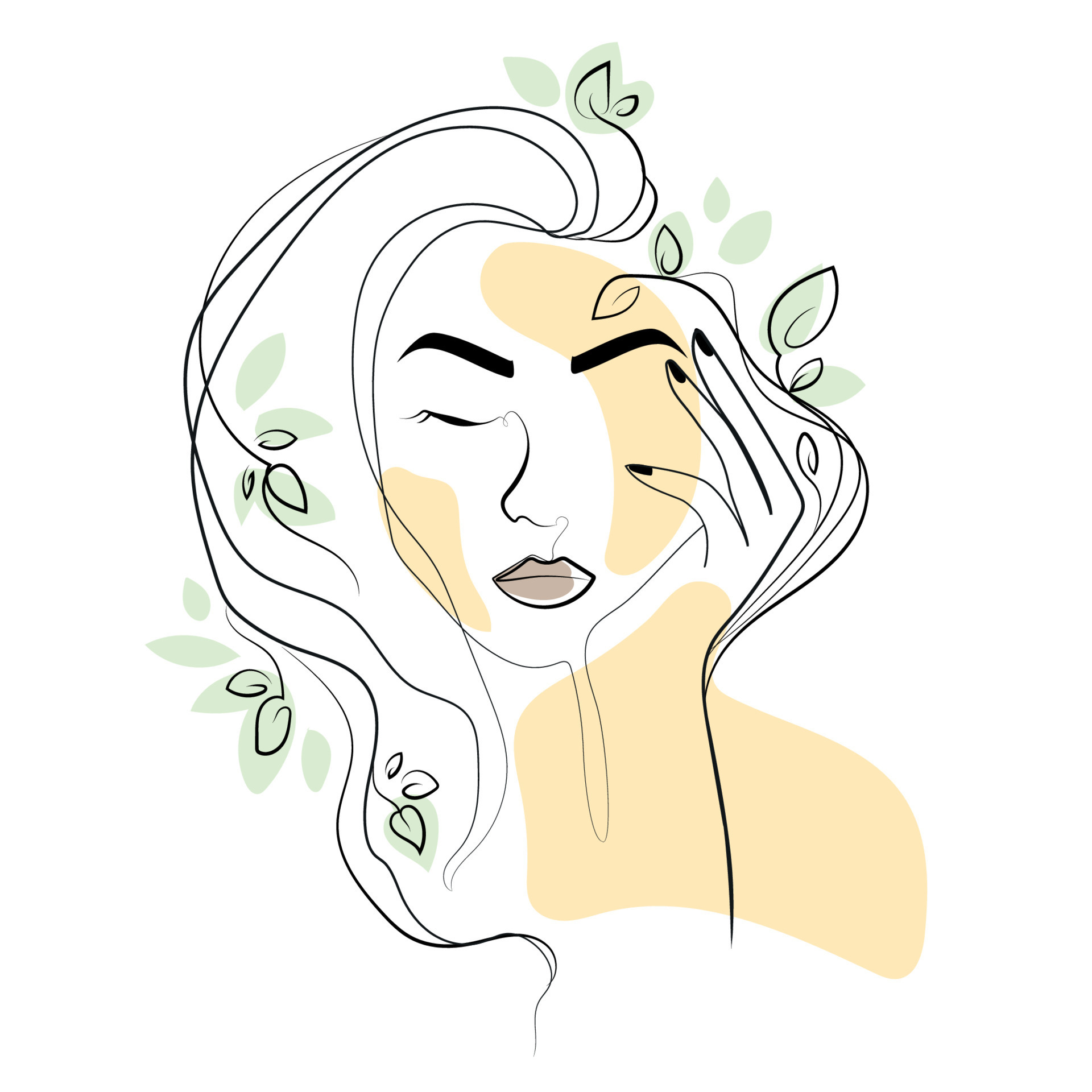 Woman face simple line drawing vector illustration.Abstract aesthetict