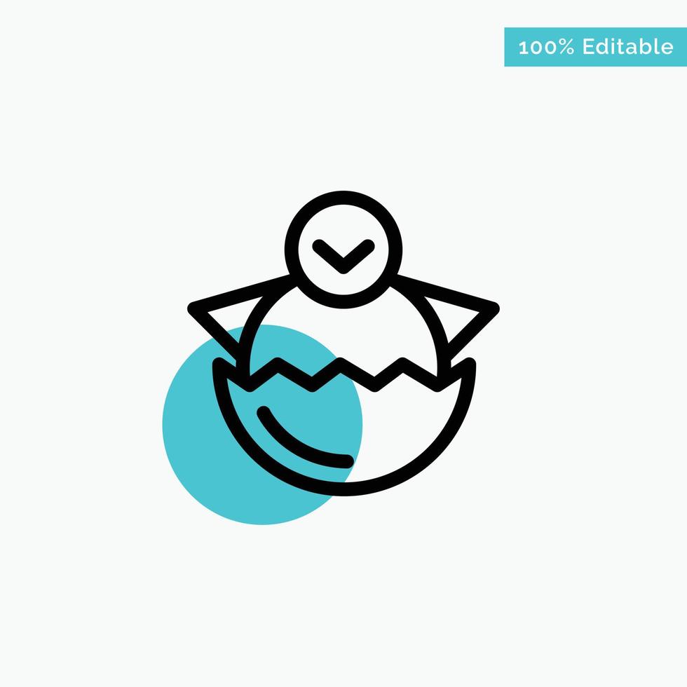 Egg Chicken Easter Baby Happy turquoise highlight circle point Vector icon