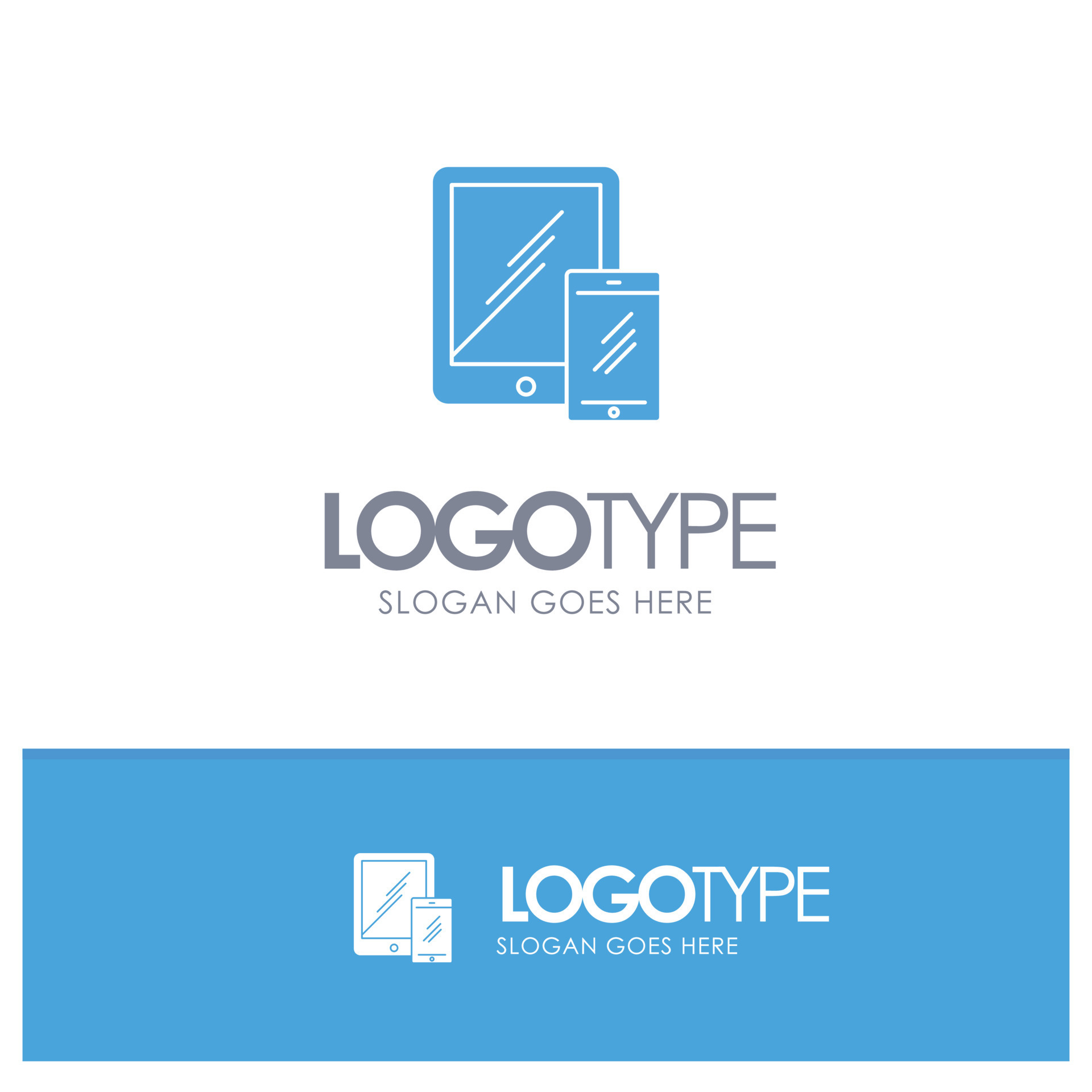 Smartphone Business Mobile Tablet Phone Blue Solid Logo with place for