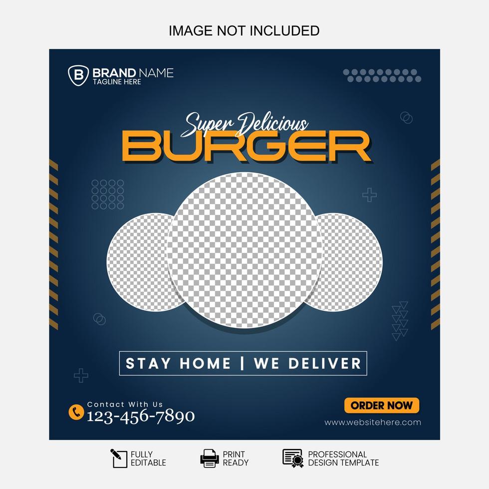 Social Media Fast Food Post Template Design vector