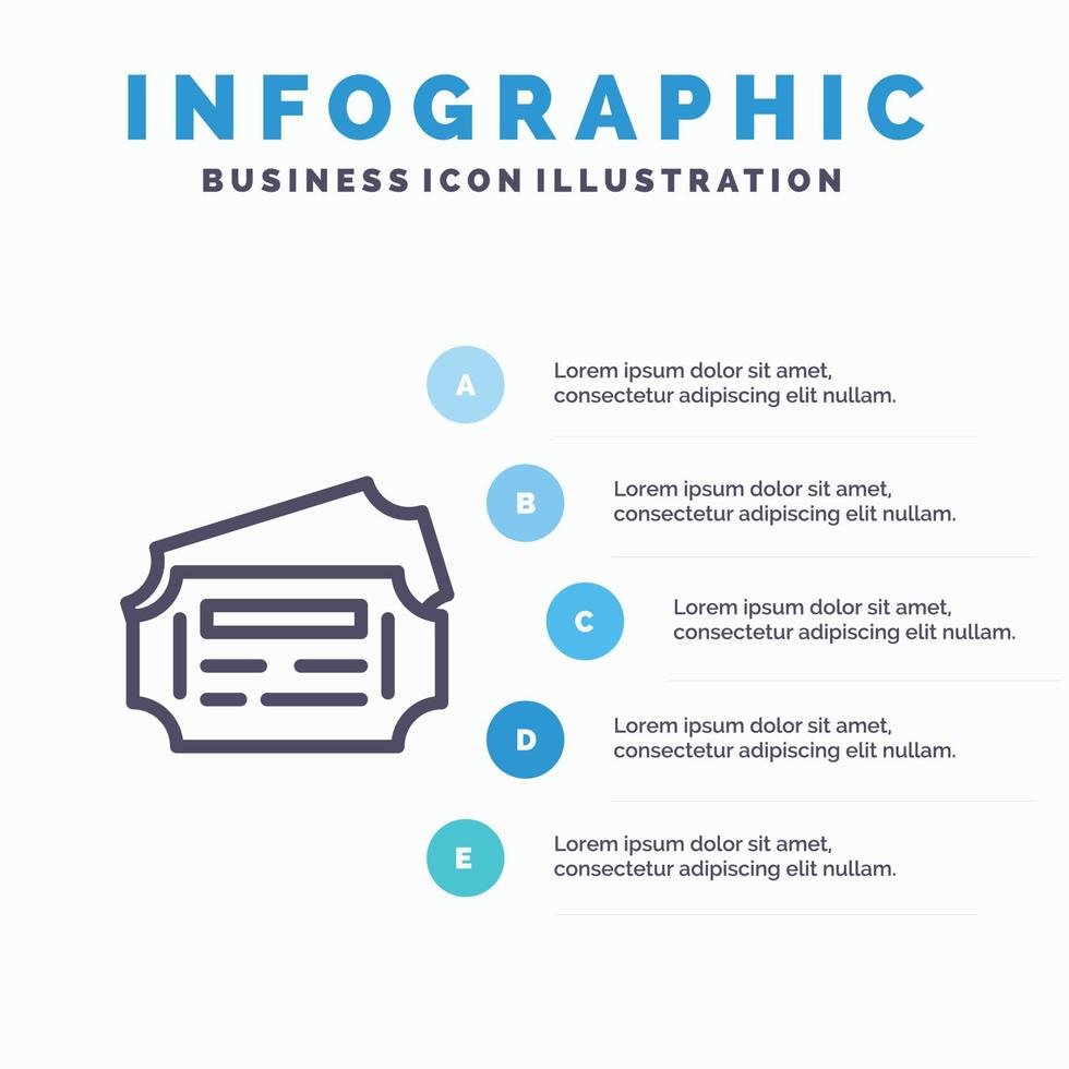 Train Ticket Station Line icon with 5 steps presentation infographics Background vector