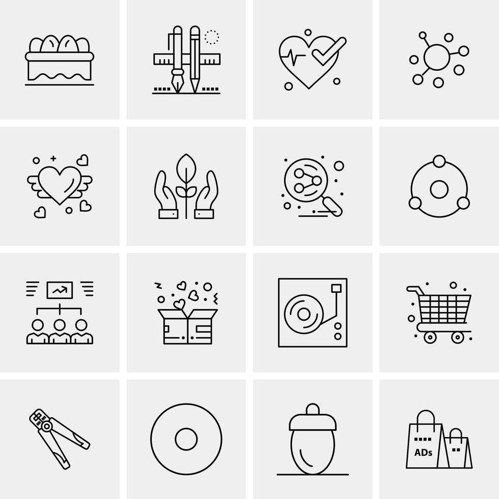 16 iconos universales de negocios vector ilustración de icono creativo para usar en proyectos relacionados con la web y dispositivos móviles