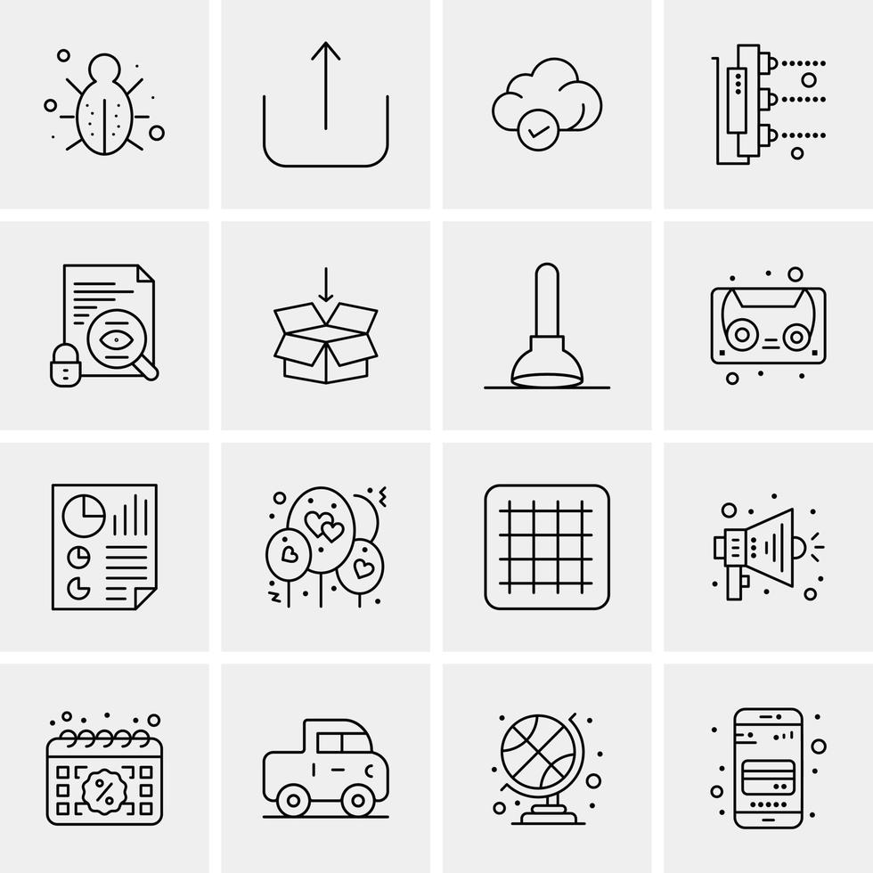 16 iconos universales de negocios vector ilustración de icono creativo para usar en proyectos relacionados con la web y dispositivos móviles