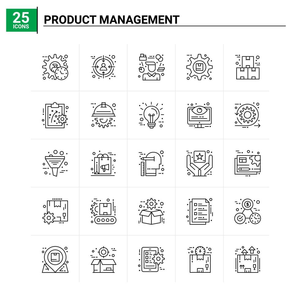 Fondo de vector de conjunto de iconos de gestión de 25 productos