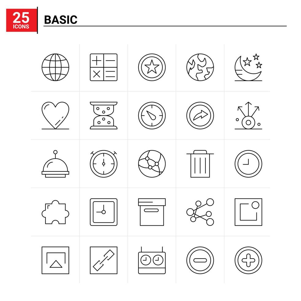 25 Basic icon set vector background