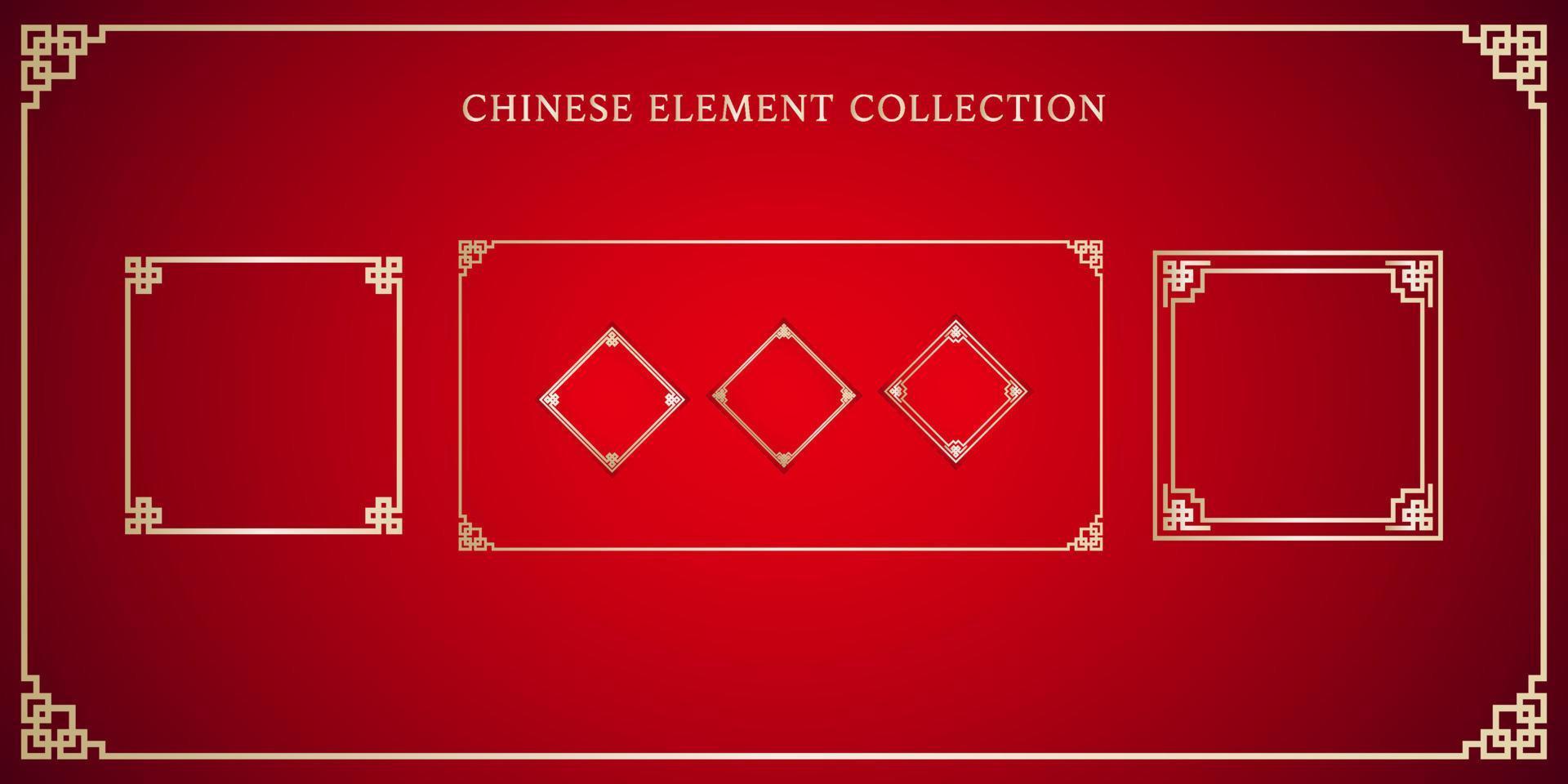 Chinese frame element collection set for traditional design concept. vector