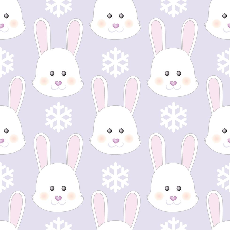 lindo conejo de dibujos animados con copos de nieve. estampado textil de diseño para moda infantil. impresión para textil, envoltura, postal. vector