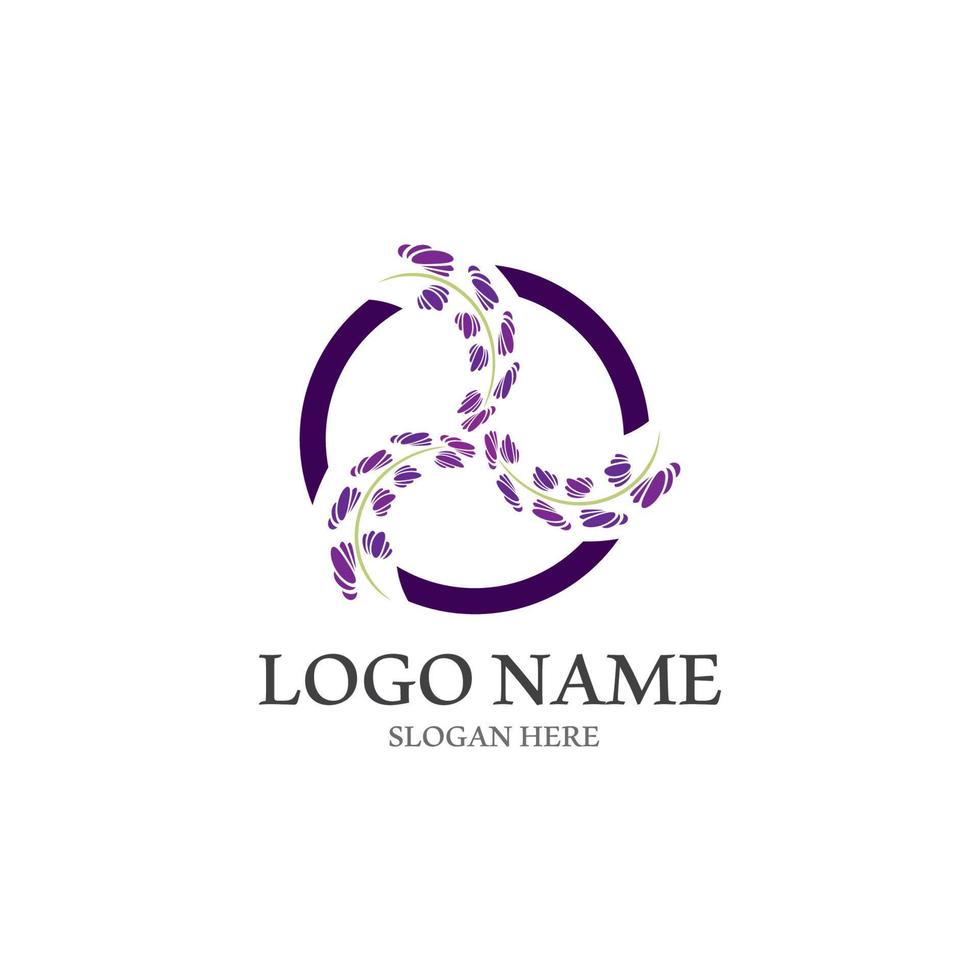 Fresh lavender flower icon logo vector