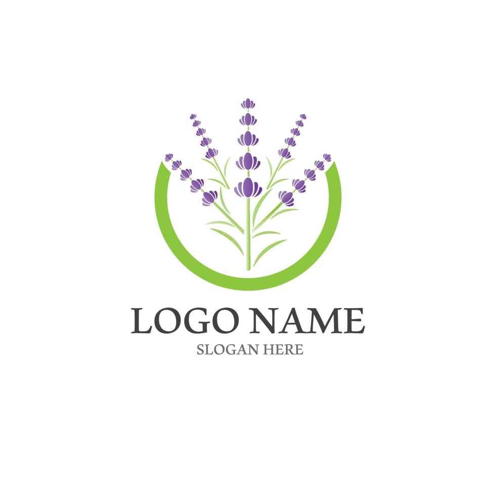 vector de logotipo de icono de flor de lavanda fresca