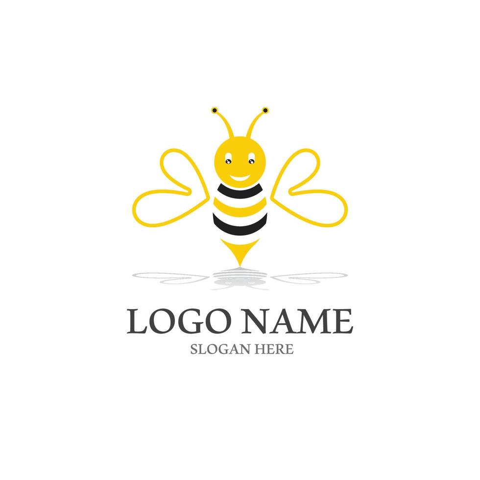 abeja logo vector icono ilustración