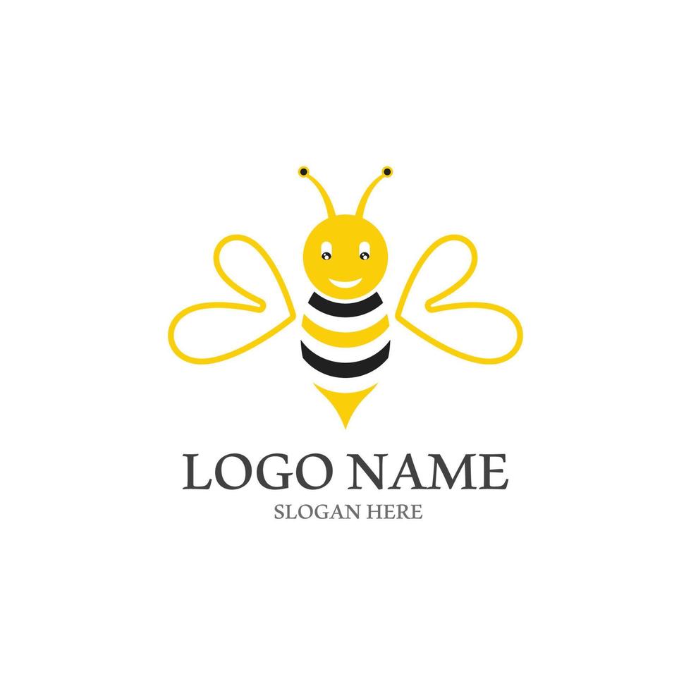 Bee logo vector icon illustration