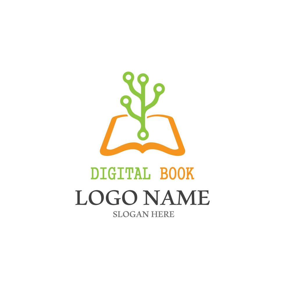 vector de tecnología de icono de logotipo de libro digital